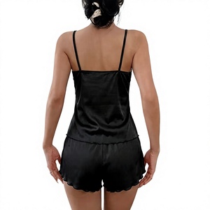 Women Jersey 2-Piece Lounge Set Sleeveless Cami Shorts Solid Color Summer Wear Breathable Cozy Elegant Sleepwear Elastic Waist - Product Image 2
