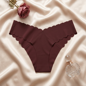 Women <b>Seamless</b> Invisible <b>Thong</b> Underwear Scalloped Wave Edge Soft Stretch Low Rise Women Panties Breathable Lingerie Wholesale - Product Image 2