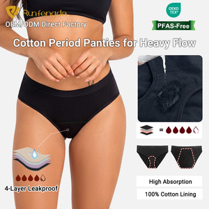 Culottes menstruelles OEM à fort débit, en mélange coton-élasthanne, respirantes, durables, 4 couches anti-fuites, sous-vêtements de règles pour femmes, vente en gros - Product Image 1