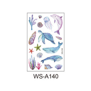 Pegatinas de tatuaje temporal impermeables 3D personalizadas para niños, lindas ballenas, delfines, Océano, tema de dibujos animados, pegatinas de arte corporal - Product Image 5