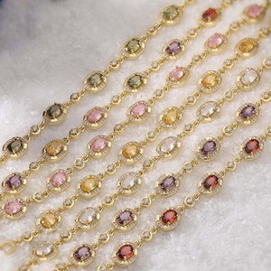 <span class=keywords><strong>Bracelet</strong></span> pour femme en zircon coloré, style ancien vintage, avec incrustation de cuivre et zircon, forme ovale et œuf, à maillons superposés - Product Image 2