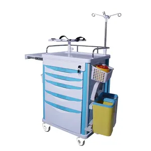 BT-EY005 Ziekenhuis Mobiele Nood Reanimatie Trolley Medische Crash Cart Met Defibrillator Plank 5 Laden Prijs