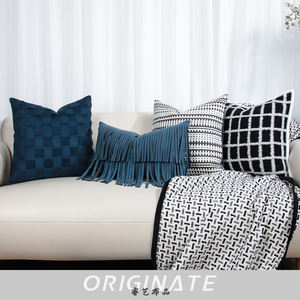 RUIYI غطاء وسادة أريكة فاخرة عالية الجودة خط أزرق الشمال نمط هندسي ذاكرة ساخنة ميزة رمي وسادة الجمع - Product Image 3