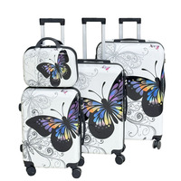 En Gros Ensemble de Valises à Roulettes ABS+PC Personnalisées Imprimé Papillons Bagages de Voyage Unisexe Roues Pivotantes de Luxe Tendance