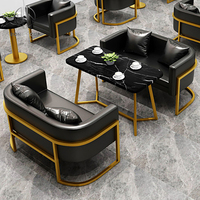 Ensemble de meubles de table de café en marbre incurvé moderne pour restaurant, salon de café, canapé, banquette