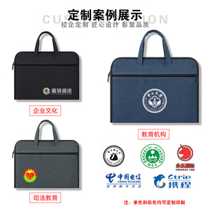 Oukchi Office <b>Document</b> <b>Bag</b> 39x28.5x8cm Oxford Cloth Zipper Briefcase With Printing For Business Meetings - Product Image 5