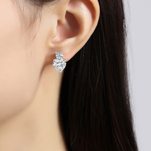 Joyería Clásica de Lujo, Pendientes de Plata de Ley 925 con Moissanita en Forma de Corazón de 3 Quilates VVS1 para Mujer - Product Image 5