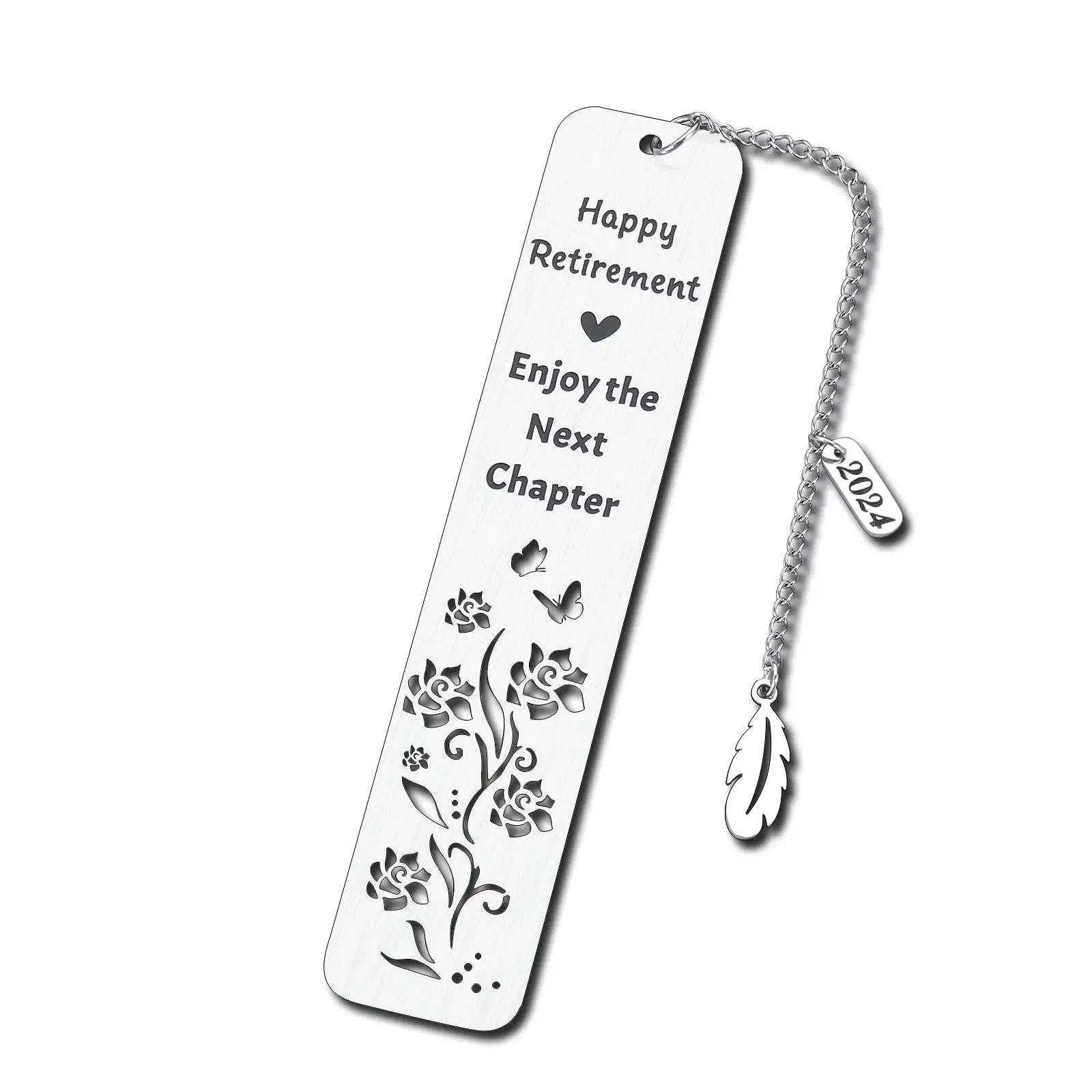 Personalized Custom Designs Blank Stainless Steel Laser Engraving Logo Metal Plate Bookmark With Chain