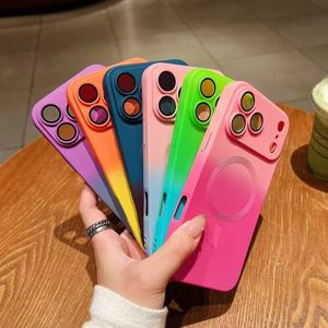 Custodia per telefono antiurto multicolore in <span class=keywords><strong>Silicone</strong></span> gradiente per <span class=keywords><strong>iPhone</strong></span> Air <span class=keywords><strong>11</strong></span> 12 13 14 15 16 Plus 17 Pro Max copertura di ricarica Wireless - Product Image 3