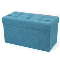 Meubles de salon moderne longue taille vert grand rectangle lin tissu repose-pieds tabouret siège pliant stockage pouf banc