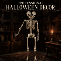 Squelette à double tête SIPKLR 165 cm/5,4 pieds, accessoires d'Halloween grandeur nature pour maison hantée, cimetière, décoration de jardin extérieur