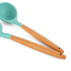 أداة مطبخ من السليكون بمقبض خشبي, أداة مطبخ من السليكون بمقبض خشبي لا تسبب أي أذى لوعاء المطبخ من دون حامل آمن - Product Image 5