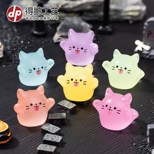 Figura de gato brillante de dibujos animados en miniatura Dp, adorno de resina para escritorio, decoración para coche y hogar - Product Image 1
