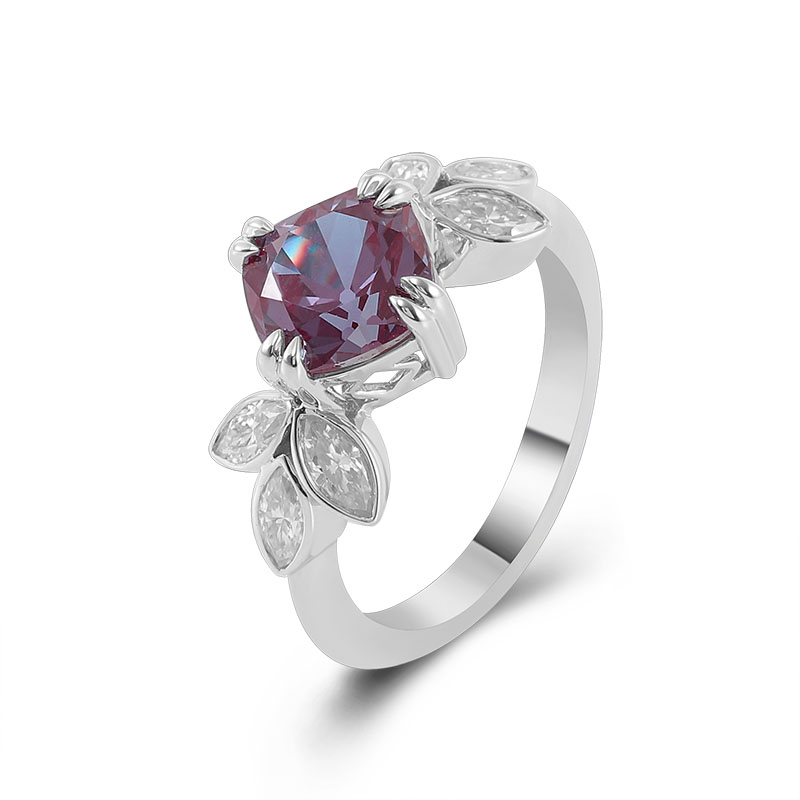 Anillo de oro blanco de 9 quilates con gemas de laboratorio