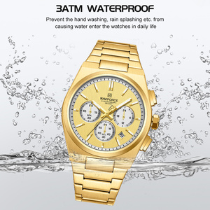 NAVIFORCE 8048 <span class=keywords><strong>GGG</strong></span> Golden Big Dial reloj de pareja de lujo de cuarzo pequeño reloj de tres agujas para hombres reloj de pulsera regalo de novia - Product Image 3
