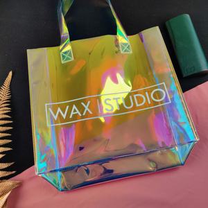 Custom Logo Laser Colorful Holographic Transparent Pvc Tpu Plastic <b>Clear</b> Tote Bags <b>Jelly</b> Gift Shopping Handbags - Product Image 1
