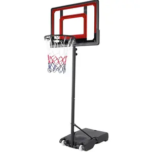 chico básquetbol objetivo Suppliers-Canasta de baloncesto para niños, canasta de baloncesto de altura ajustable para exteriores, con retroiluminación de impacto, 2 ruedas