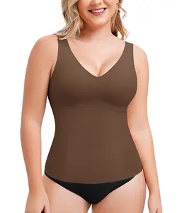 Fajas Tummy Control Tank Top tanques de compresión para mujeres con cuello en V camisola Cami adelgazamiento Body Shaper