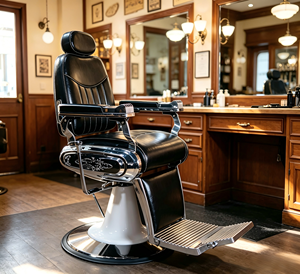 Fauteuil de <span class=keywords><strong>Barbier</strong></span> Édition <span class=keywords><strong>Prestige</strong></span> avec Surpiqûres Contrastées, Colonne Blanche, Hydraulique et Inclinable pour Salon - Product Image 4