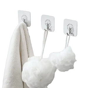 Durable Metal Mug Holder Rack Transparent Strong Self-Adhesive Plastic Wall Creative Cabinet Door Tool New <strong>Hooks</strong> <strong>Rails</strong> - Product Image 1