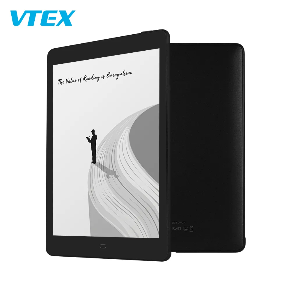 Vtex leitor de ebook popular de plástico, leitor de ebook de 6 polegadas e 2200mah opcional wifi bt colorido