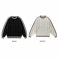 Pull à col rond en tricot rayé en mélange d'acrylique et de nylon doux et chaud pour homme, manches longues, pour la vente en gros