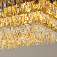 Lustre LED en cristal K9 de luxe pour la maison et l'hôtel, lumière ronde ou rectangulaire pour salle à manger et salon