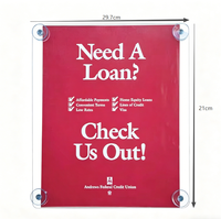 Support de signalisation en acrylique à ventouse, cadre d'affichage transparent pour vitrine, idéal pour les magasins, cafés, restaurants, publicité commerciale