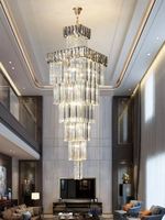 Lustre en cristal de luxe postmoderne avec logo imprimé en 3D pour villa, duplex, loft, étage intermédiaire, escalier en colimaçon, luminaire suspendu