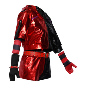 Costume de cosplay Harley Quinn pour femmes, en similicuir rouge et noir, tenue de scène, jeu de rôle, été 2024 - Product Image 1