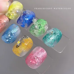 ชุดอุปกรณ์ตกแต่งเล็บสีเมทัลลิก สำหรับเพ้นท์เล็บแบบสีน้ำ  ผงกลิตเตอร์โครม  ลายดอกไม้  และสีเพ้นท์เล็บแบบแข็ง - Product Image 6