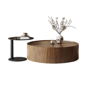 Ensemble de table basse en bois de noyer massif de style italien luxueux, style traditionnel élégant, meubles de salon modernes, respectueux de l'environnement - Product Image 4