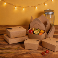 Boîte à emporter de luxe en kraft brun de qualité alimentaire 32 oz, biodégradable, recyclable, emballage écologique pour salade de restaurant
