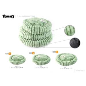 Set di Tre Letti per Animali Domestici in Pelo di Coniglio Verde, Forma Rotonda - Product Image 1