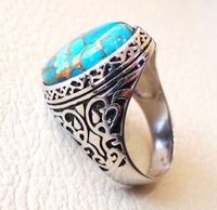 Bague Bijou en Argent Turquoise Argent Thaï Rétro Nouvel An 2024 Vente en Gros Ebay Shanghai Wish Hommes et Femmes Laiton Vintage Quartz
