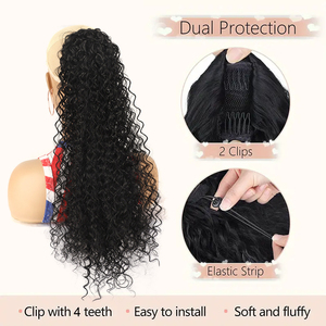 20 pulgadas de largo envoltura sintética cordón rizado Cola de Caballo extensión negro Rubio Afro rizado pelo Cola de Caballo <span class=keywords><strong>coletas</strong></span> para mujeres - Product Image 3