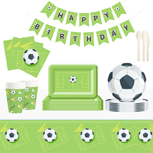 DAMAI - Platos, Servilletas y Vasos de Papel Desechables con Diseño de Campo de Fútbol Verde, para Fiestas de Cumpleaños - Product Image 3