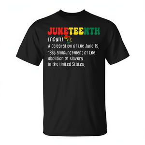 T-shirt Juneteenth Definition nera unisex in cotone girocollo a maniche corte per adulti per attività promozionali - Product Image 3