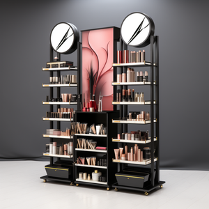 Estante de exhibición de cosméticos colorido personalizado diseño plegable moderno para tiendas de belleza de moda centros comerciales para estante de pared de maquillaje tienda - Product Image 6