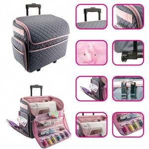 Free Sample Custom Design Sewing Machine Storage Case <b>Trolley</b> <b>Bag</b> with Wheels - Product Image 4