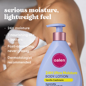 Lotion corporelle <span class=keywords><strong>hydratante</strong></span> et apaisante Oalen Private Label Vanille Cachemire, grande taille 473 ml, pour peaux sèches, irritées et squameuses, automne-hiver, effet blanchissant. - Product Image 4