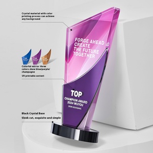 2025 Trofeo de cristal personalizado Campeón de competición elegante de gama alta Premio conmemorativo Nuevos colores Trofeos de cristal de metal impresos - Product Image 2