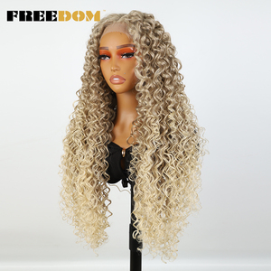 Parrucche Frontali in Pizzo FREEDOM con Capelli Ricci in Fibra Resistente al Calore per Donne, Marrone e Biondo, Parrucche BIO Hair 22 26 30 Pollici per <span class=keywords><strong>Cosplay</strong></span> - Product Image 4