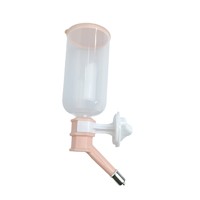 Botol Minum Hewan Peliharaan Gantung Warna Pink, Stainless Steel, Nozzle Bola Berputar, Anti Bocor, Tinggi Dapat Disesuaikan, Dispenser Minum Otomatis