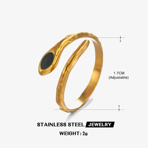 YWXS moda Popular broma 18K oro Acero inoxidable Retro étnico serpiente anillo nicho Hip-hop negro goteo serpiente anillo al por mayor - Product Image 6