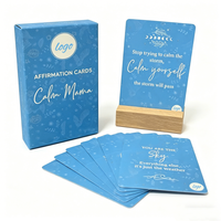 Cartes d'affirmation motivantes avec logo personnalisé, cartes de vœux en papier de haute qualité, support en bois pour présentation en magasin, fournitures pour commerces de détail