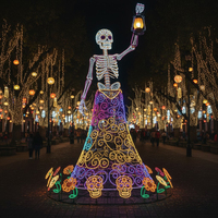 Farol Personalizado para Parque de Atracciones con Luces para el Día de Muertos en México, Decoración Luminosa, Faroles Temáticos para Festivales