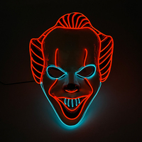 Masque de Clown d'Horreur d'Halloween, Masque LED Multicolore, Masques de Mascarade, Masque de Fête Lumineux Néon, Masques Lumineux qui Brillent dans le Noir