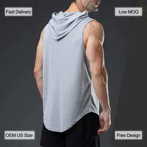 衣料品メーカーカスタムノースリーブワークアウトジムフーディーノースリーブシャツ男性用アンダーシャツ