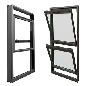 Fenêtre moderne à guillotine verticale en aluminium, fenêtre personnalisée à guillotine double en aluminium et en verre